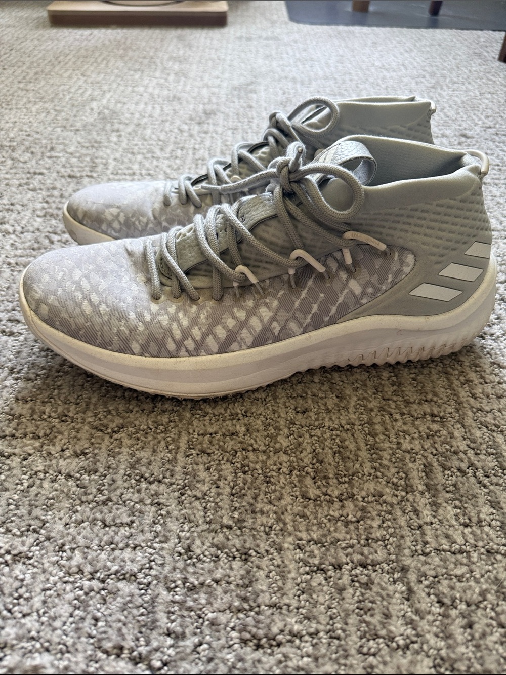 adidas Dame 4 Light Gray Patterned High-Top Sneakers
